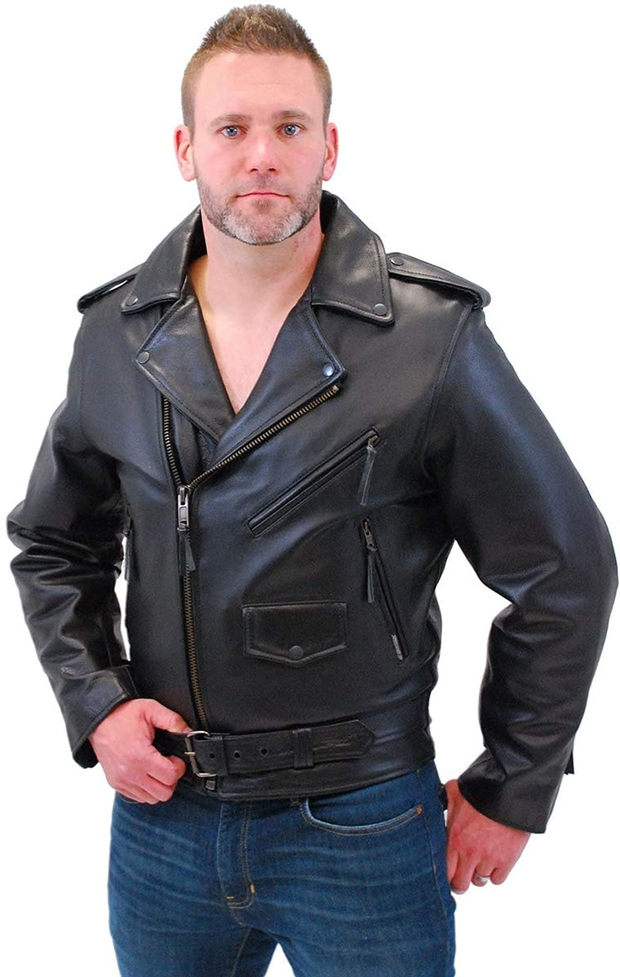 Jamin Leather - Jamin Antique Classic Leather Motorcycle Jacket MA110Z ...