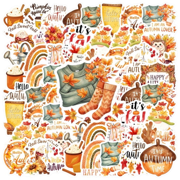35pcs-100pcs Cozy Stationery Stickers Autumn Kids Stickers Pumpkin Graffiti Decals DIY Stickers for Laptops Suitcase