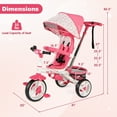 thumbnail image 3 of Gymax Baby Tricycle Stroller 6-in-1 Kids Push Trike w/ Removable 5-Position Canopy Pink, 3 of 10