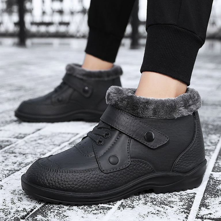 dmqupv Men Low Cut Boots Shoes Round Warm Fashion Buckle Sport Boots Flat Men Strap Snow Winter Mens Snow Boots Size 14 Wide Shoes Black 11.5 Walmart