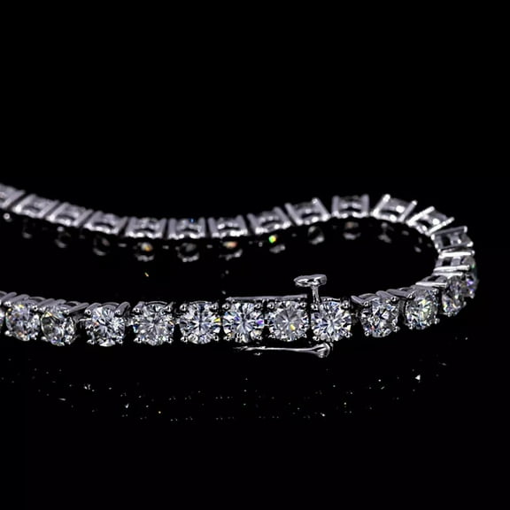 Pretty 3MM 12Ct Round Cut Lab Created Diamond Women Wedding Valentine Tennis Bracelet 14k White Gold Plated 7"