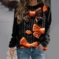 thumbnail image 2 of Raeneomay Long Sleeve Shirts for Women Fall and Winter Halloween Print Casual Long Sleeved Round Neck Hooded SweatShirt Tops Blouse, 2 of 5