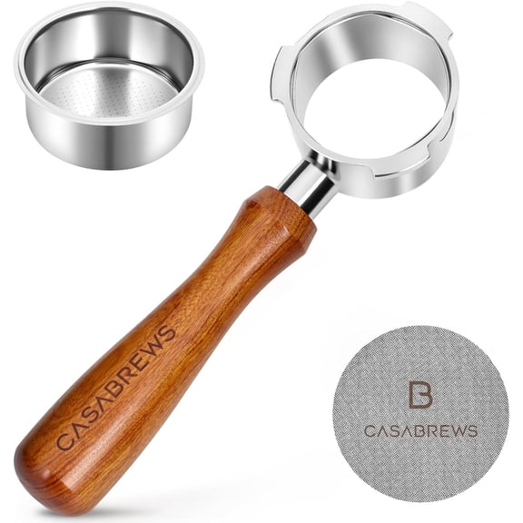 CASABREWS 51mm Portafilter Bottomless Stainless Steel comes in with filter cup & net
