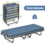 Costway Portable Folding Bed with Memory Foam Mattress Rollaway Cot Navy Made in Italy