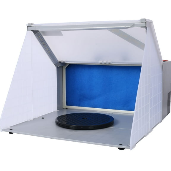 Portable Airbrush Spray Booth with 3 LED Lights, Extra Replaceable Extra Filter Pad, Turn Table and 6ft Exhaust Extension Hose for Hobby, Painting, Art Craft