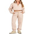 thumbnail image 1 of Women 2 Piece Tracksuits 1/2 Zipper Cropped Sweatshirt and Sweatpants, 1 of 9