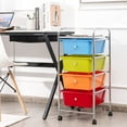thumbnail image 2 of Giantex 4-Drawer Rolling Storage Cart, Utility Cart w/Lockable Casters & Metal Frame, Mobile Storage Organizer, Trolley Cart for Office School, Multicolor, 2 of 10