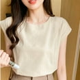 thumbnail image 2 of Women's Satin Lapel Shirt Long Sleeve Blouse Tops Solid Color Crew Neck Loose Fit Casual Business Work Office Vacation Outfits Fashion Essential Gift for Women | Sopatenor,Khaki XL, 2 of 7