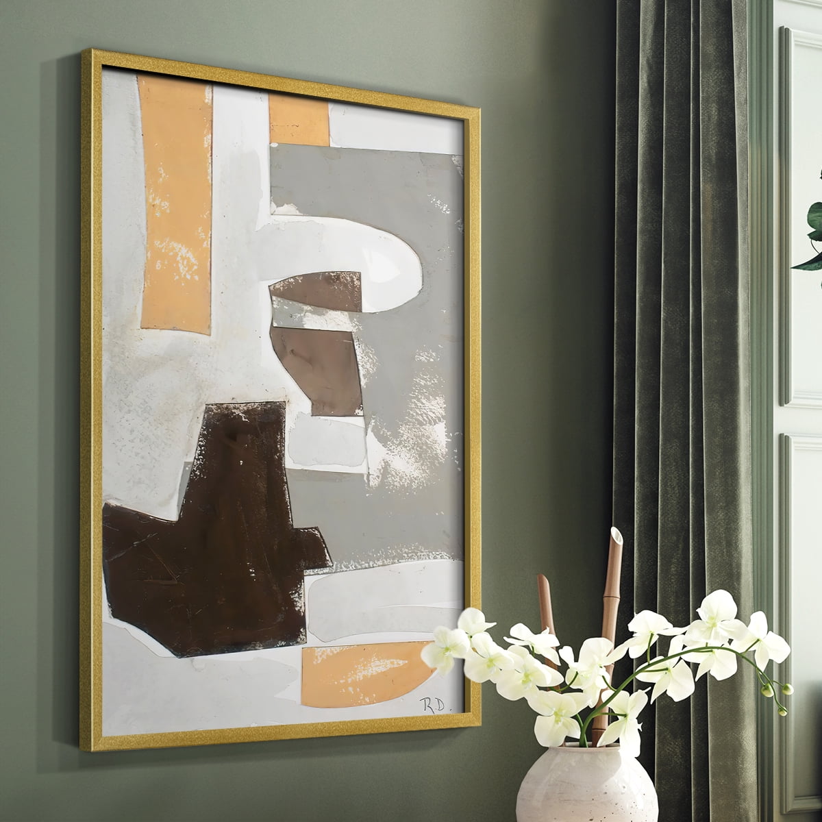 Andalusian Forms III Framed Print in Gold Solid Wood Framed Print No Nail Hanging