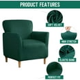 thumbnail image 2 of TOPCHANCES Stretch Velvet Armchair Slipcover, Anti Slip Chair Covers for Living Room, Dark Green, 2 of 5