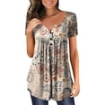thumbnail image 2 of Puntoco Mujer Casual Camiseta Impreso Manga Corta Cuello Redondo Pullover Blusa tops Puntoco Puntoco-1805, 2 of 5