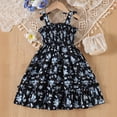 thumbnail image 4 of WOYY Girls Floral Sleeveless Ruffle Tiered Dress Casual Smocked Sun Dress, Blue, Sizes 2-8, 4 of 8