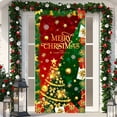 thumbnail image 2 of PuSpu Christmas Door Curtain 185x90cm Red Polyester Reusable Festive Panel, Snowflake & Holly Print, Holiday Entrance Decor, Easy Hang & Store, Seasonal Home Accent, 2 of 6