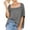 *Gray, variant on Women's Square Neck Cuffed Short Sleeve T-Shirt, Casual Loose Solid Color Tee Black,Women's Plus L