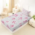 thumbnail image 4 of Erosebridal Kids Bow Butterfly Knot Twin Sheet Sets, Bling Print Bedding, Grey Pink, 3 Pieces, 4 of 5
