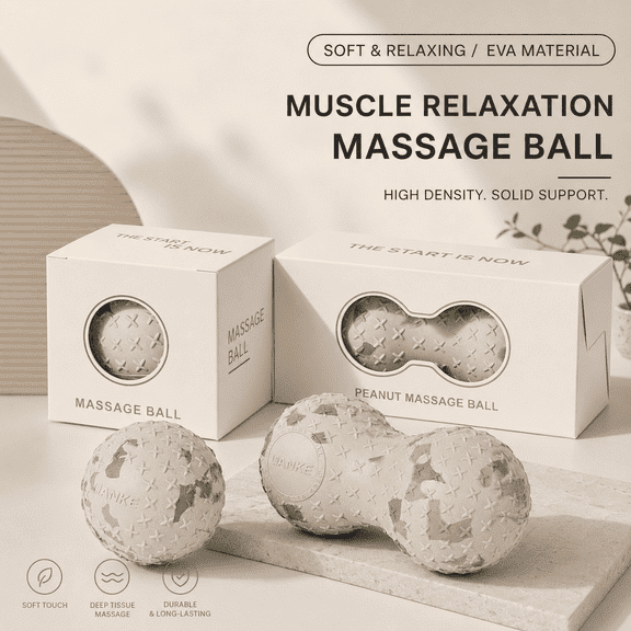 High Density EVA Massage Ball, Deep Tissue Muscle Relief Ball, Round & Peanut Shaped Foam Massage Ball for Back, Neck, Leg and Foot