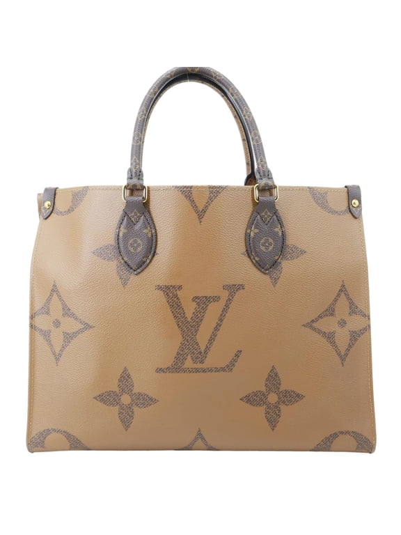 Pre-Owned Louis Vuitton Onthego MM Reverse Monogram Giant Canvas Tote Bag Brown
