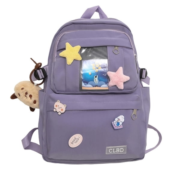 ZROVA Harajuku Solid Color Backpack 12.2"x5.1"x16.1" Nylon for High School College Travel
