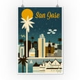 thumbnail image 3 of San Jose, California, Retro Skyline Series (12x18 Wall Art Poster, Room Decor), 3 of 3