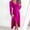 Hot Pink, variant on Patlollav Plus Size Womens Sexy Buttocks V-Neck Solid Slimming Long Leeve Dress