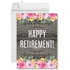 Koyal Wholesale Funny Jumbo Retirement Card With Envelope, Farewell Office, Rustic Florals Happy Retirement