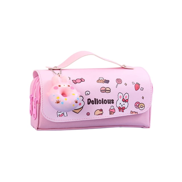 Estuche para Lápices Kawaii Estuche para Bolígrafos Papelería Escolar Coreana (rosa Donut)
