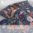thumbnail image 5 of Navy Blue Flowers Bedding 3 Piece Duvet Cover Set Full Size, Spring Vintage Floral Leaves Farmhouse Soft Microfiber Comforter Cover with Zipper Closure & Pillowcases, FadeResistant Quilt Cover, 5 of 9