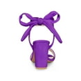 thumbnail image 2 of BLISSFUL STEP Women's Sandals Ankle Tie Back Open Toe Block Heels Dark Purple 8, 2 of 7