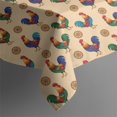 thumbnail image 4 of Rooster and Medallion Cream Pattern Square Tablecloth, Waterproof Wipeable Spillproof Washable Table Cover for Home Kitchen Party and Daily Decor 42"x42", 4 of 4