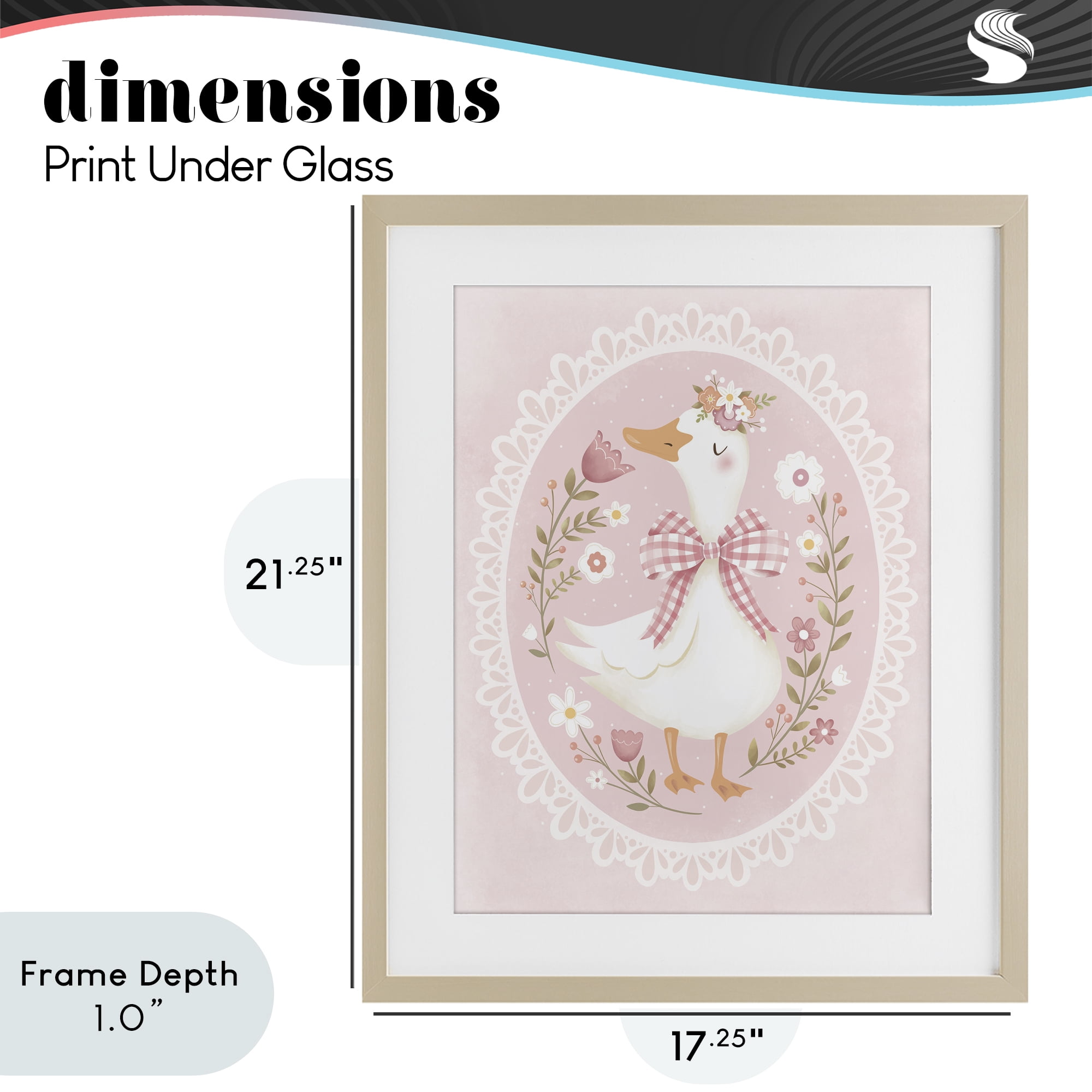 Stupell Industries Pink Floral Spring Goose Birch Framed Print Under Glass, design by Penny Aguilera