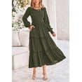 thumbnail image 5 of PRETTYGARDEN Women's Smocked Maxi Dress Spring Casual Long Sleeve Swiss Dot Ruffle Long Flowy Going Out Dresses with Pockets, 5 of 6