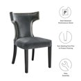 thumbnail image 3 of Side Dining Chair, Nailhead, Set of 2, Grey Gray, Velvet, Modern Contemporary, Kitchen Room Cafe Bistro Restaurant Hospitality, 3 of 10