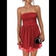 thumbnail image 1 of Vestido de Cóctel de Verano para Mujer: Minivestido de Tubo con Volantes Fruncidos Rojo S, 1 of 10