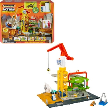 Matchbox Action Drivers Construction Playset with Lights and Sounds, 1 Construction Vehicle