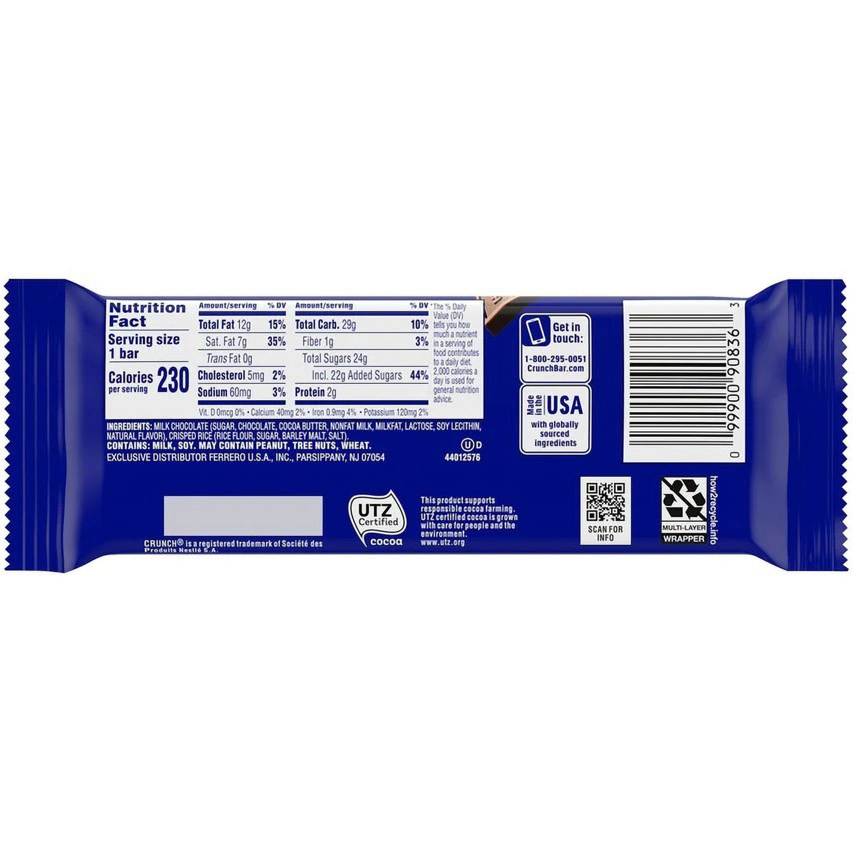 RADYAN Crunch Candy Bars, Creamy Milk Chocolate with Crisped Rice, 18-Piece, 1.55 oz