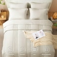 thumbnail image 2 of CozyLux Juego de edredón Queen – Cama de 7 piezas en una bolsa, edredones beige, juego de cama tamaño Queen, juego de cama suave con sábanas de edredón para todas las estaciones, fundas de almohada y, 2 of 9