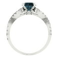 thumbnail image 4 of 1.42 ct Round Cut Natural London Blue Topaz Solitaire with Simulated Diamond Accents 14K White Gold Womens Engagement Ring, 4 of 5