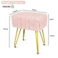 thumbnail image 3 of Hofitlead Ottoman Square Footstool, with Gold Legs Faux Mink Vanity Modern Stool，Upholstered Seat，Pink, 3 of 8