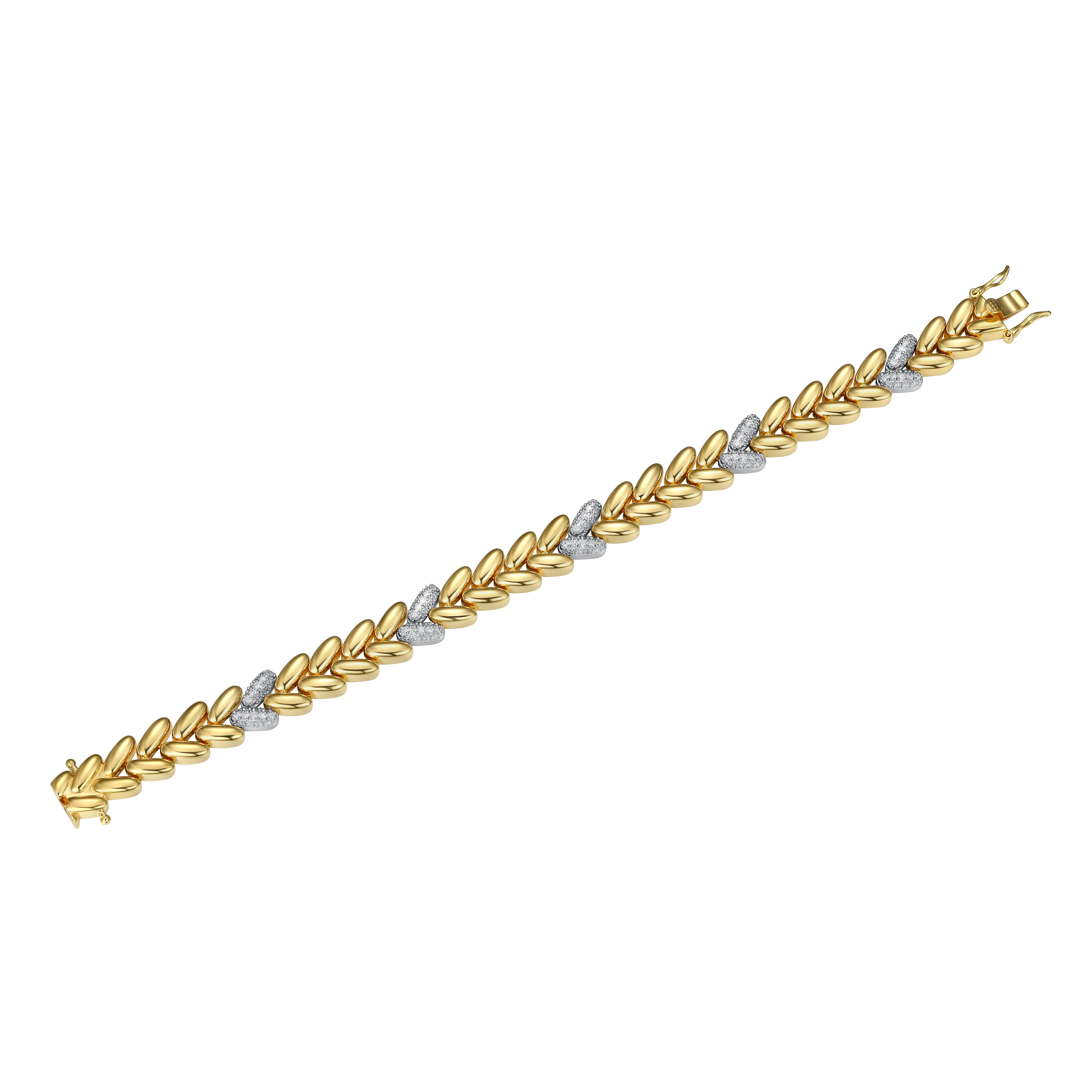 Forever Facets 1 CT TW Lab Grown Diamond 18K Gold over Sterling Silver Bangle, Adult Female