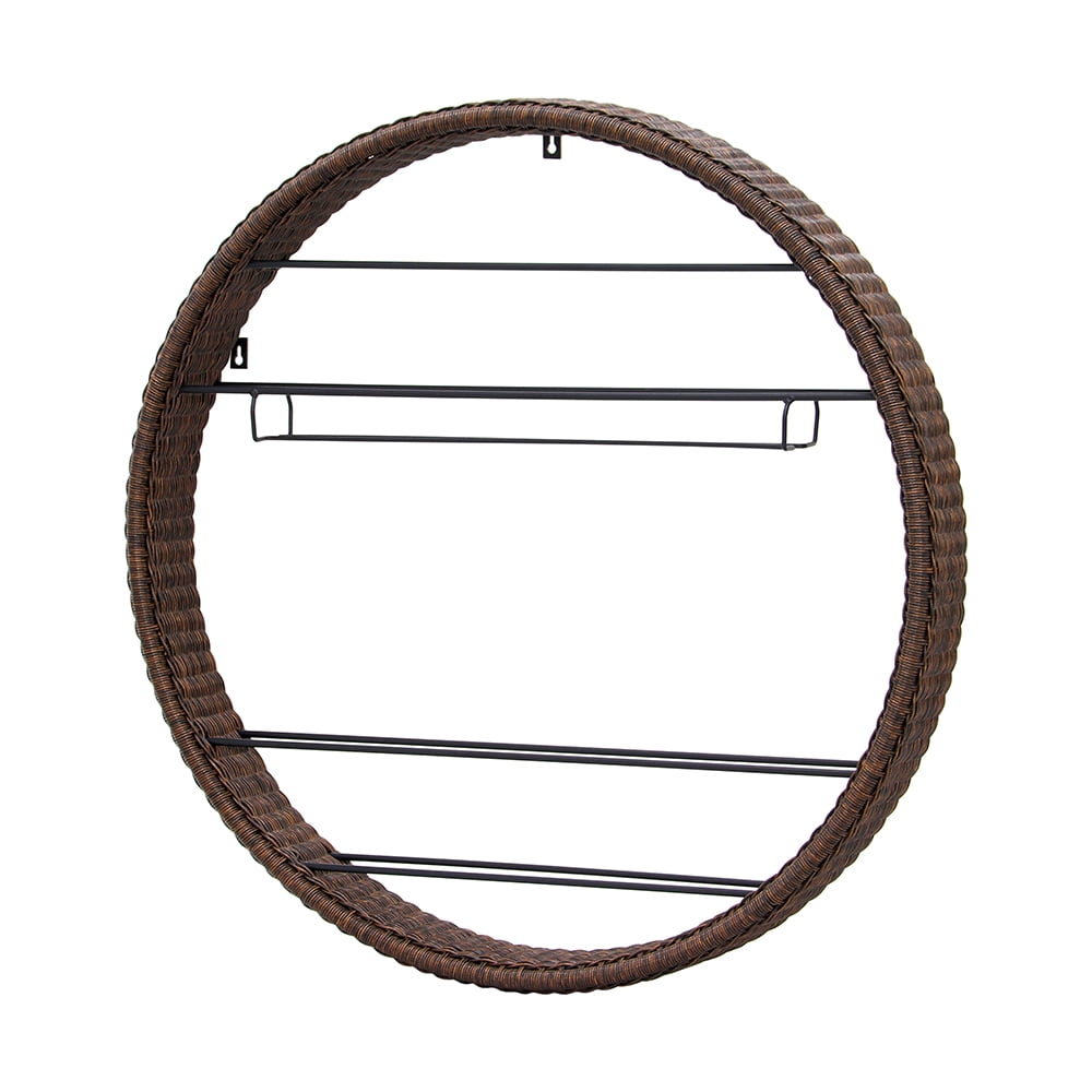 Abble 6 Bottle Wall Mounted Wicker Wine Bottle and Glass Rack