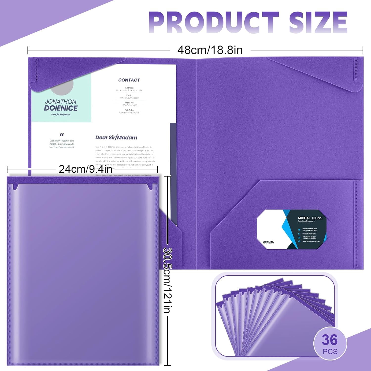 21 Pcs Plastic Folders with Clear Front Pockets Heavy Duty File Folders with 2 Pockets and Card Slot for Student Communication School Office Presentation Report