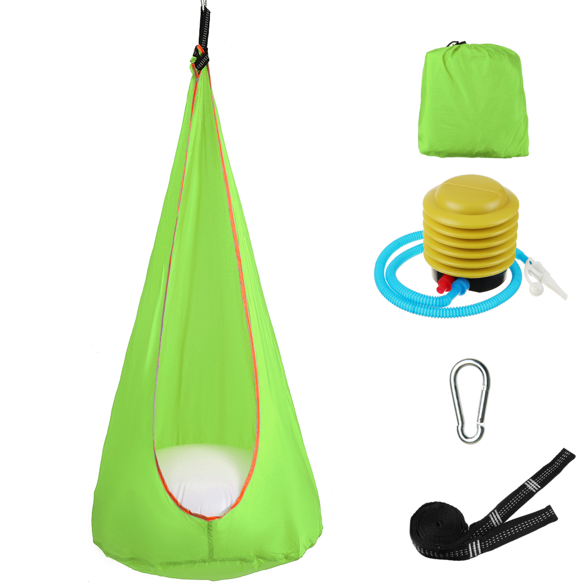 Kids Pod Swing Seat Swing Chair with Air Pump, Children Hanging Hammock