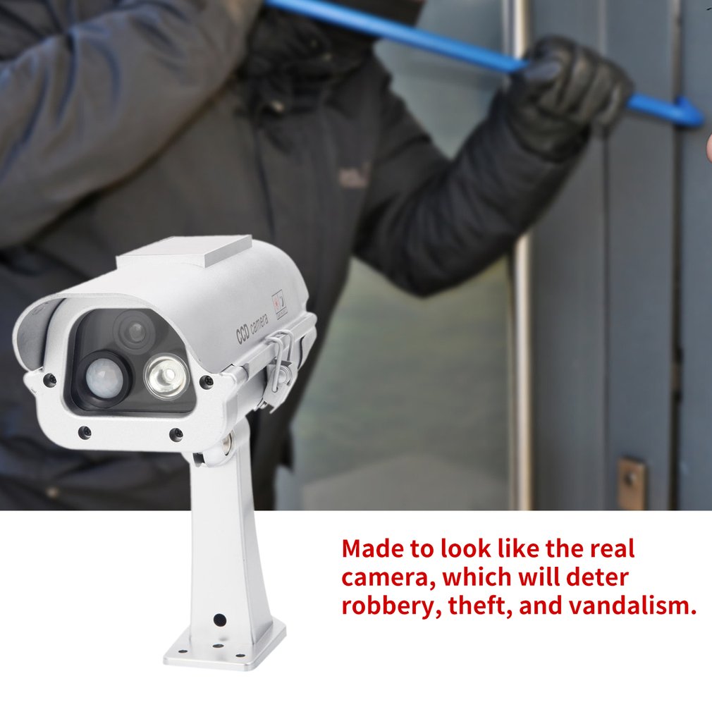 Solar Powered Security Dummy Camera with Flashlight Human Sensor Fake