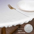 thumbnail image 4 of Minimalist Purple Round Fitted Table Cover and White Gradient Waterproof Table Cloth with Elastic Edge Wipeable Tablecloth for Picnic Camping Party Fits 55"-60" Diameter, 4 of 8