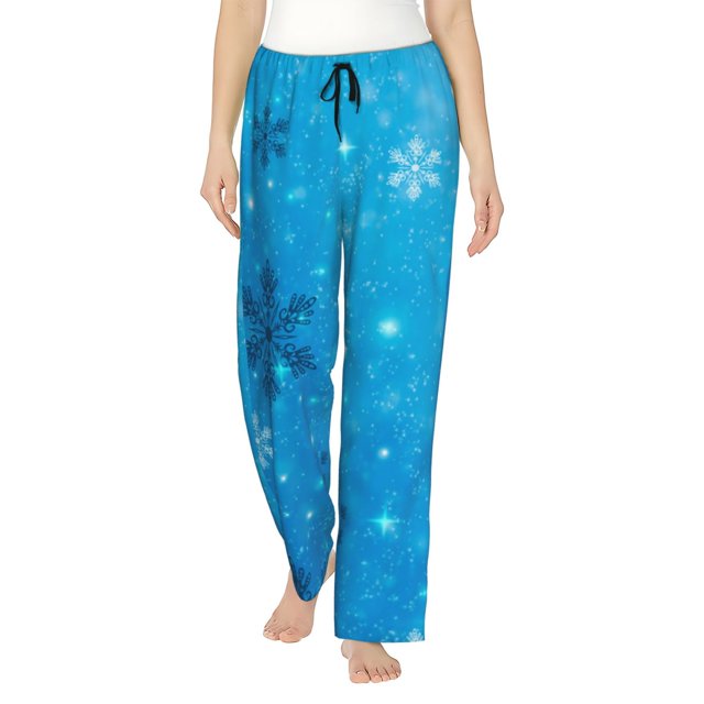 Balery Winter With Snowflakes Pantalones de pijama para mujer, pijamas ultraligeros, pantalones de estar por casa-X-Large
