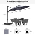 thumbnail image 3 of PURPLE LEAF Parasol Rond Déporté de 3 m (10 Pi) pour Terrasse Ou Jardin, Grand Parasol Suspendu en Aluminium avec Rotation à 360°, Réglable, Gris, 3 of 8