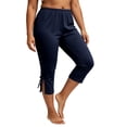 thumbnail image 2 of Womens Capris Plus Size Beach Vacation Casual Loose 7/8 Length Pants with Pockets Summer High Waisted Drawstring Pants, 2 of 8
