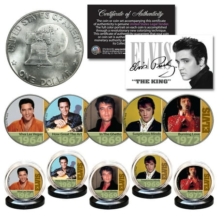 1960 Coins - ELVIS PRESLEY 1960's-70's Music Hits 1976 Bicentennial IKE Dollar 5-Coin Set COA