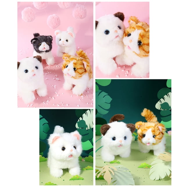 Juguete eléctrico de peluche de gatito, gato de simulación que camina, llanto, mascota, muñeca de juguete para niña