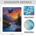 thumbnail image 3 of Diamond Art Kit for Adults, Sunset Over Mountain Stream Diamond Painting for Adults Beginners, 5D DIY Diamond Art Painting Kits, Colorful Diamond Painting Craft for Home Decor 12x16, 3 of 7